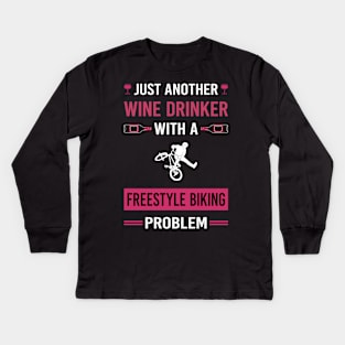 Wine Drinker Freestyle Biking Kids Long Sleeve T-Shirt